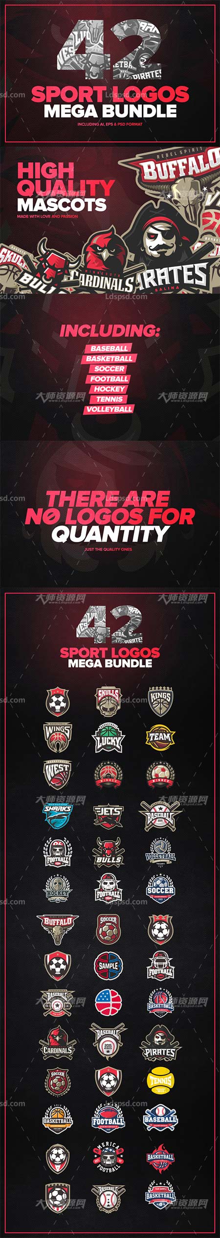 42 Sport logos MEGA BUNDLE,42个霸气的体育运行类标志